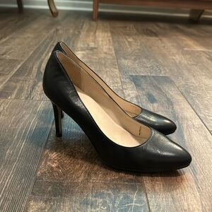 Cole Haan Black Leather Almond Toe Heels